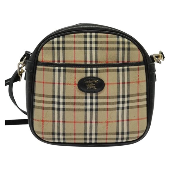 Burberrys Nova Check Shoulder Bag Canvas Beige Gold Authentic - Picture 7 of 13